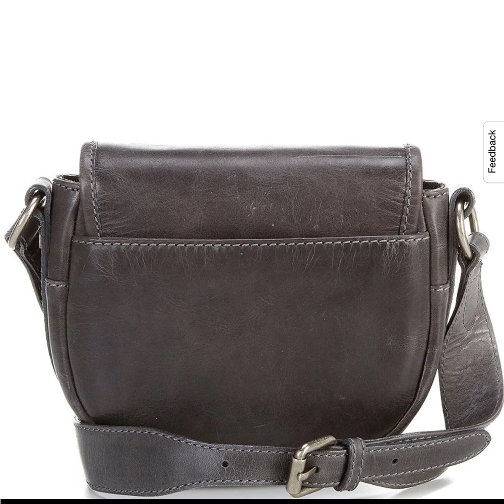Frye Mellisa Button Pull-Up Leather Saddle Bag NWT gray black color carbon - Picture 3 of 8